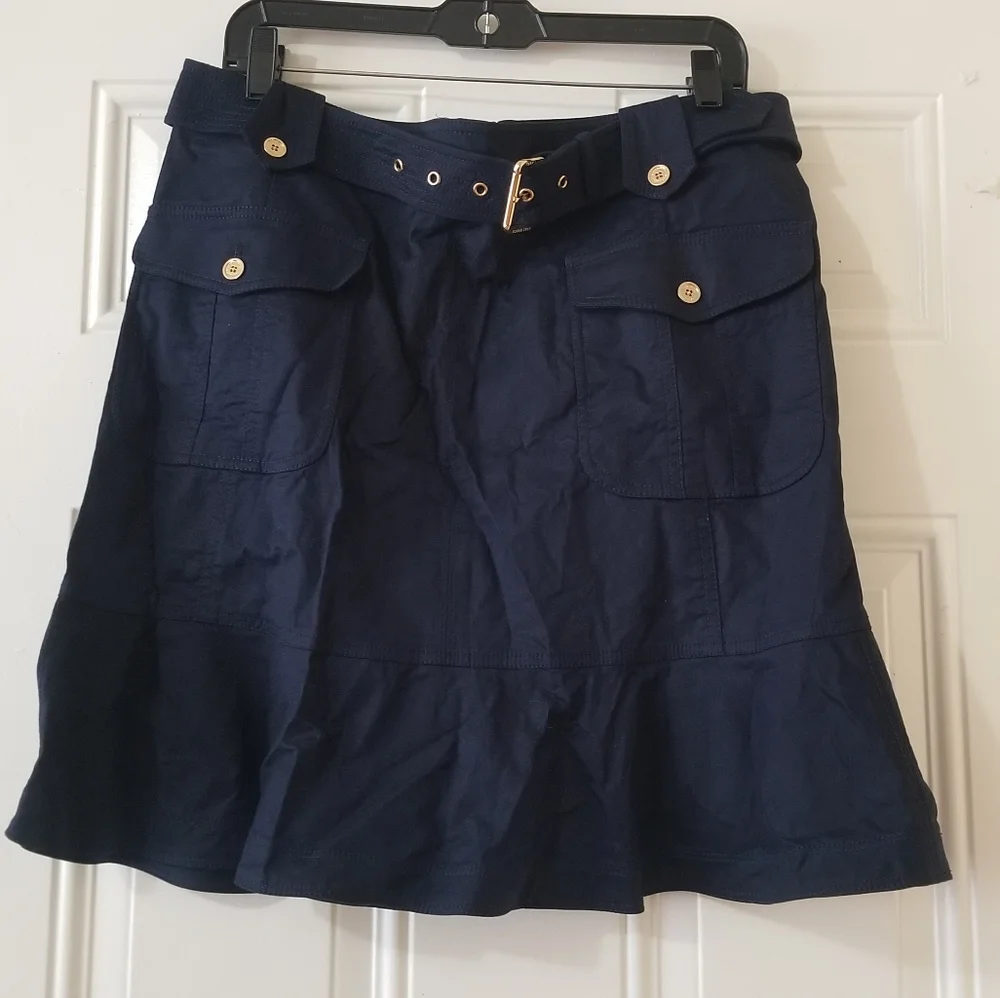 Tory Burch Navy Blue Ruffle Hem Cargo Skirt Size 12 - Picture 13 of 16